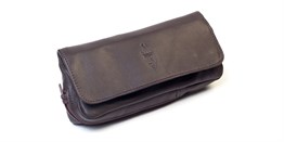 LEATHER COMBO POUCH 1 PIPE AND TOBACCO BROWN-T420MAR